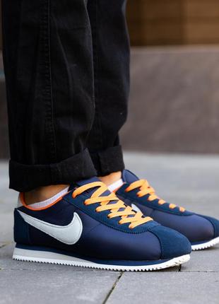 Кроссовки мужские nike cortez синие замшевые найк кортез обувь для спорта из натуральной замши осень весна