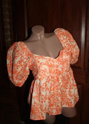 Блуза персиковая в цветы dorothy perkins2 фото