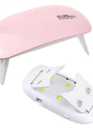 Лампа для сушки гель лаков 6w led uf sun mini. цвет: розовый