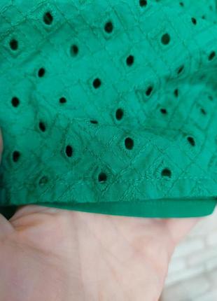Фирменное topshop мини платье со 100 % хлопка с прошвы в зелёном цвете, размер л-ка5 фото