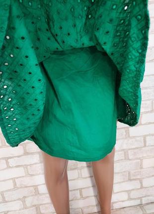 Фирменное topshop мини платье со 100 % хлопка с прошвы в зелёном цвете, размер л-ка6 фото