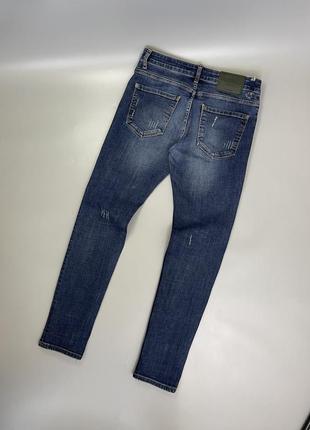 Темно синие рваные джинсы dsquared 2, оригинал, дюскворед 2, темные, слим, скинни, приталенные, с принтом, деним.4 фото