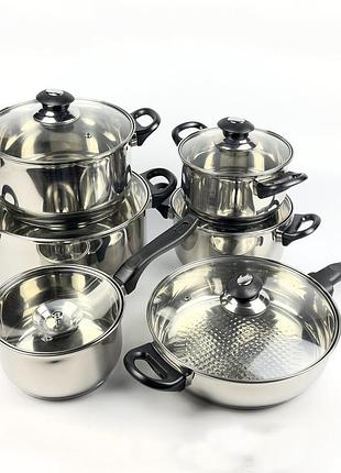 Набор кастрюль для электроплиты fh-219 | набор посуды для индукционных плит | vo-683 комплект кастрюль