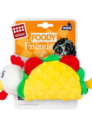 Игрушка для собак куриный тако с пищалкой gigwi foody friends, текстиль, плюш, 26 см2 фото