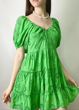 Зеленое летнее платье2 фото