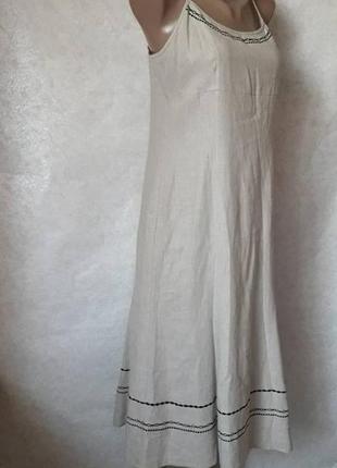 Фірмовий marks &amp; spenser сарафан/сукня з вишивкою на 55% льон і 45% бавовна, розмір л-ка3 фото
