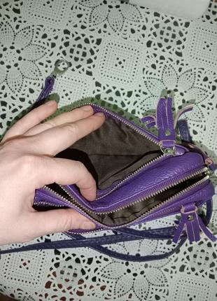Сумка клатч натуральная кожа фиолетовый цвет8 фото