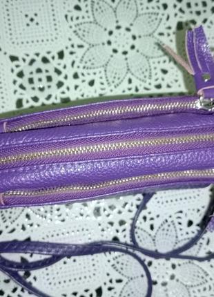 Сумка клатч натуральная кожа фиолетовый цвет7 фото