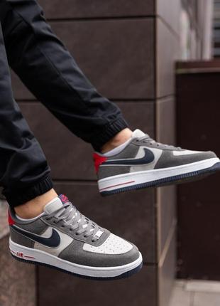 Кросівки чоловічі nike air force сірі замшеві кеди найк аїр форс взуття з натуральної замші осінь весна2 фото