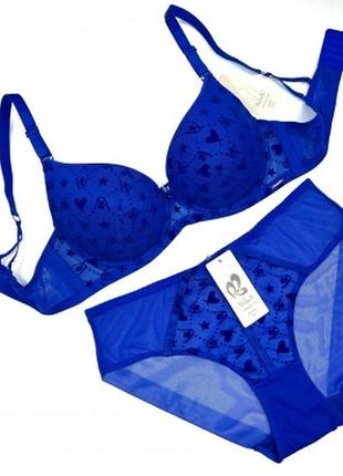 Комплект нижнего белья бюстгальтер сетка синий