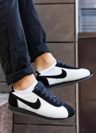 Кроссовки мужские nike cortez черно белые найк кортез обувь для спорта из натуральной замши осень весна2 фото