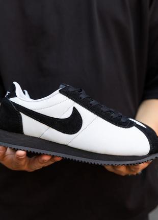 Кроссовки мужские nike cortez черно белые найк кортез обувь для спорта из натуральной замши осень весна7 фото
