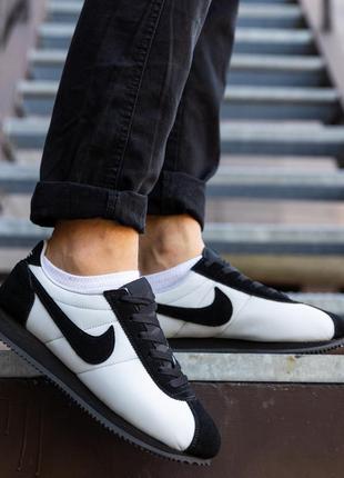 Кроссовки мужские nike cortez черно белые найк кортез обувь для спорта из натуральной замши осень весна3 фото