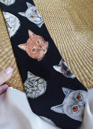 Эксклюзивный шелковый галстук с котиками3 фото
