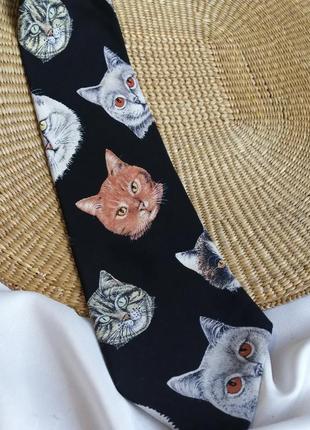 Ексклюзивна шовкова краватка з котиками