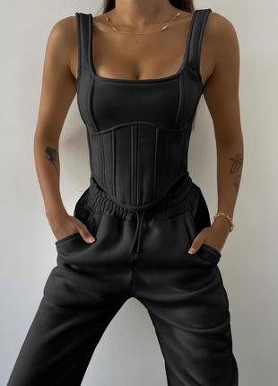 Костюм трійка (худі+топ+штани)