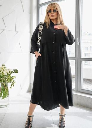 Жіноче літнє довге плаття-сорочка алібі з тканини креп-жатка на ґудзиках розміри 40-624 фото