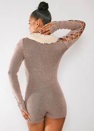 Ромпер в рубчик женский комбенизон с шортами3 фото
