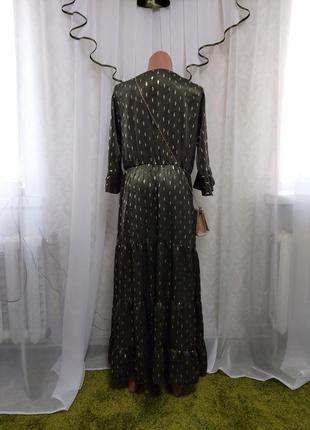 Фирменное bodyflirt шикарное платье в пол/длинное платье цвета хаки в золоте, размер 2-3хл2 фото