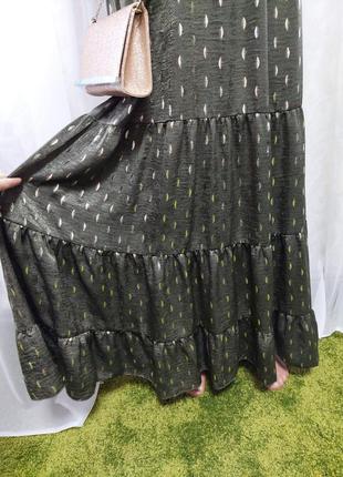 Фирменное bodyflirt шикарное платье в пол/длинное платье цвета хаки в золоте, размер 2-3хл5 фото