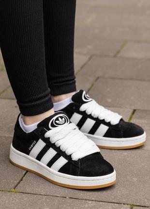 Женские кроссовки adidas campus 00s черно белые замшевые демисезонные кроссы адидас легкая женская обувь