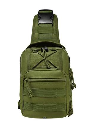 Качественная тактическая сумка, укрепленная мужская сумка рюкзак тактическая слинг. цвет: хаки6 фото