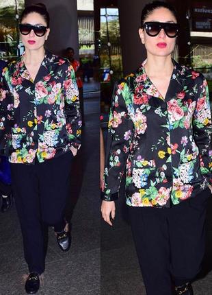 Брендовая стильная блуза пиджак на пуговицах с карманами zara woman цветы
