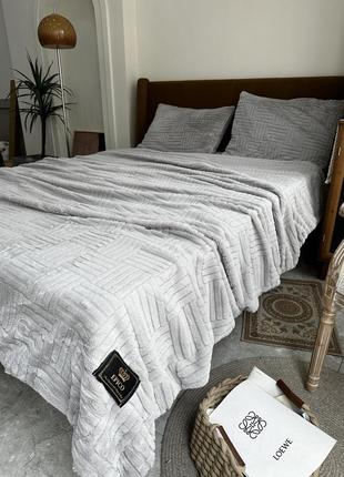 Плед шиншилу epico fashion home теплий, м'який євро розмір 2.40*2.20 м. світло-сірий.