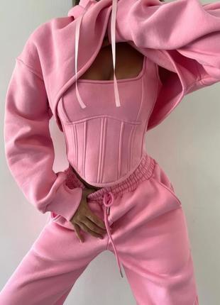 Костюм трійка (худі+топ+штани)