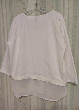 Белая женская кофта лонгслив футболка с длинным рукавом, р.52/eur 445 фото