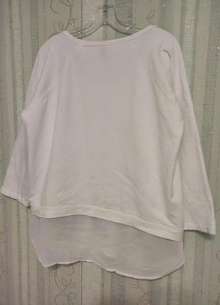 Белая женская кофта лонгслив футболка с длинным рукавом, р.52/eur 446 фото
