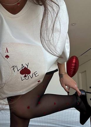 Футболка оверсайз жіноча play  love5 фото