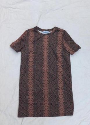 Замшевое платье футболка в змеиный принт zara4 фото