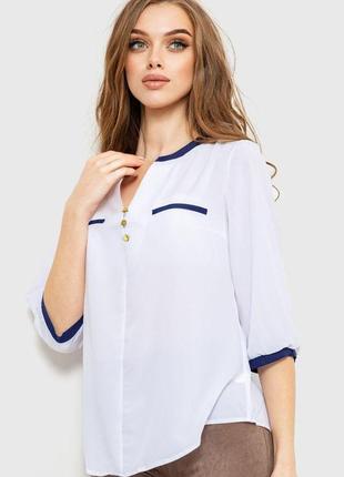 Блуза классическая, цвет бело-синий, 230r0512 фото