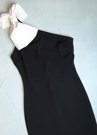 🎁1+1=3 шикарна чорна сукня плаття міді з бантом на плечі river island, розмір 42 - 442 фото