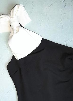 🎁1+1=3 шикарна чорна сукня плаття міді з бантом на плечі river island, розмір 42 - 445 фото
