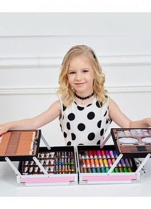 Набор для рисования для подростков единорог 145 предметов, чемодан с карандашами и...