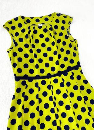 Легка жовто – лимонна сукня – міді в темно- синій горох2 фото