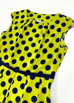 Легка жовто – лимонна сукня – міді в темно- синій горох4 фото