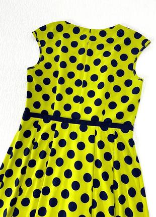 Легка жовто – лимонна сукня – міді в темно- синій горох8 фото