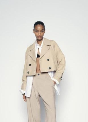 Коротка куртка тренч zara плащ zara укорочений плащ zara