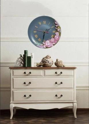 Керамічний годинник з квітами трояндами, настінний декор7 фото