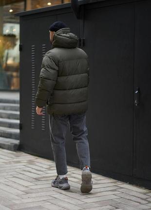 Куртка мужская зимняя хаки с капюшоном, стильные мужские зимние дутые куртки, короткий...