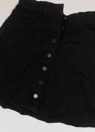 Юбка на пуговицах черная мини-юбка джинсовая