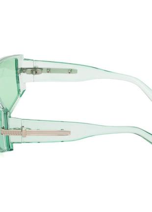 Сонцезахисні окуляри жіночі маска з ланцюжком зелені7 фото