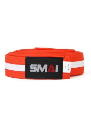 Пояс для кимоно smai с белой полосой посередине | оранжевый | smai sm b001ow