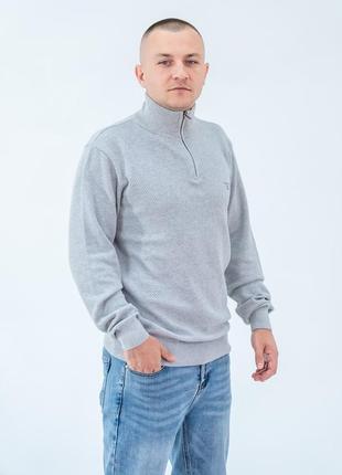 Кофта мужская gant men's classic cotton half zip sweater e-166 grey 2xl
