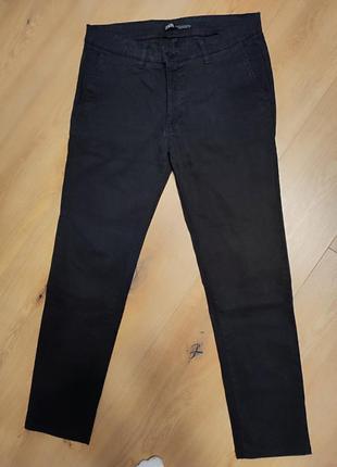 Брюки штани чоловічі чорні slim zara man, розмір m