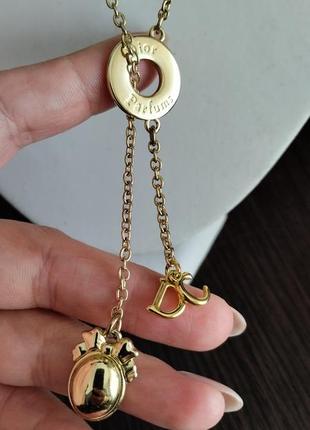 Christian dior колье длинное металл в золотом тоне винтаж