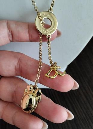 Christian dior колье длинное металл в золотом тоне винтаж